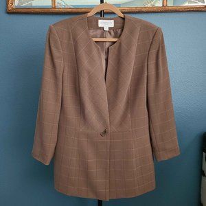 LIZ CLAIBORNE ~ Windowpane Check Blazer ~ Size 16